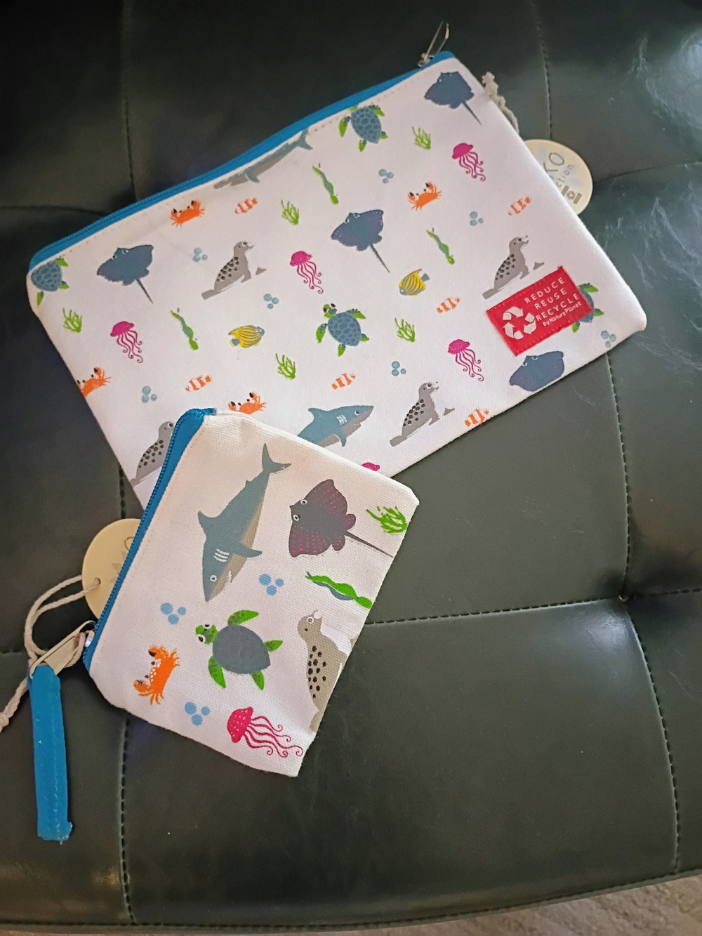 Ocean Friends Kids Zipper Pouch Set - Blue and White